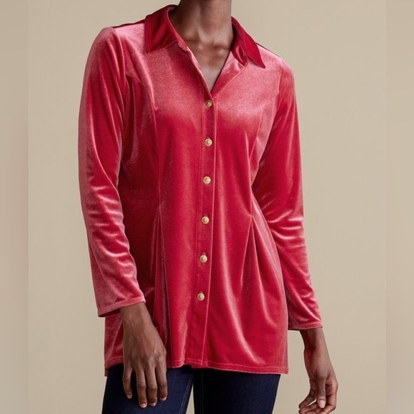 Soft Surroundings Tops - Soft Surroundings Enchanted Velvet Shirt Red Sz XL Whimsigoth